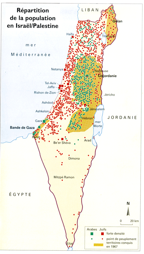 The present distribution of Arabs and Jews in Israel-Palestine